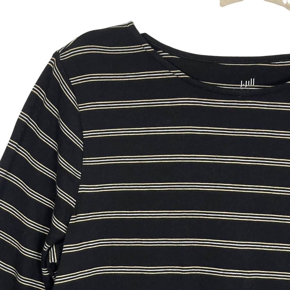 J.Jill‎ Large Black Stripe Pima Cotton Modern Classic Minimalist Top - Picture 5 of 10